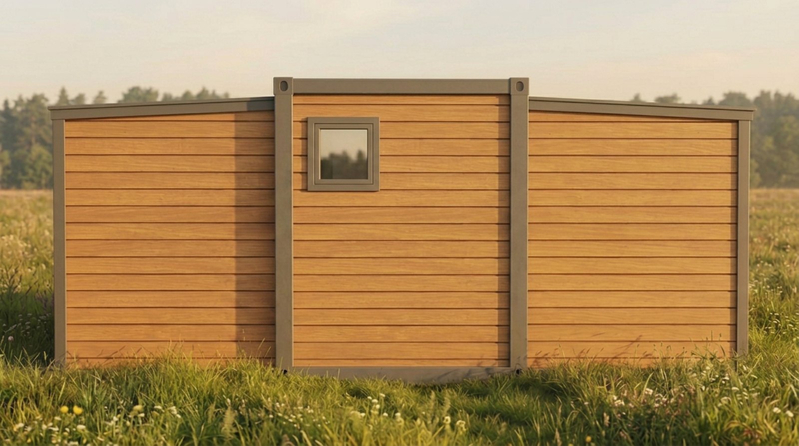 L'Épure 36 vue de l'arrière : façade pleine, petite fenêtre de salle d'eau en partie haute.